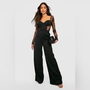 Long-sleeve Lace Black Jumpsuit